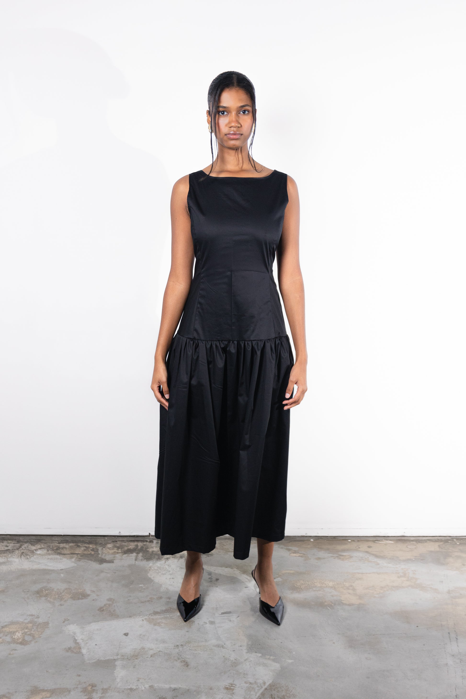 backless drop waist dress 