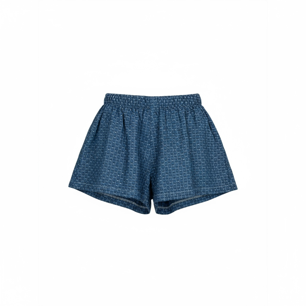 Denim Checkered Shorts