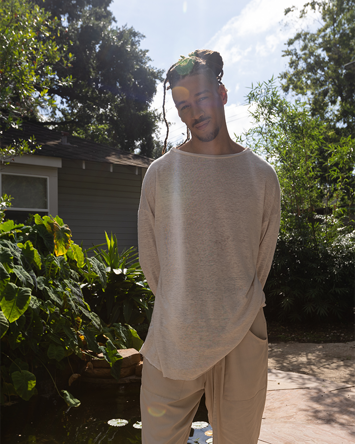 Sheer linen long sleeve shirt